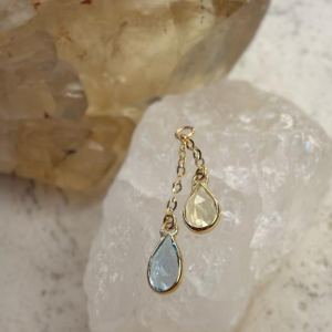 JUNTO - Blue topaz & Lemon Quartz charm